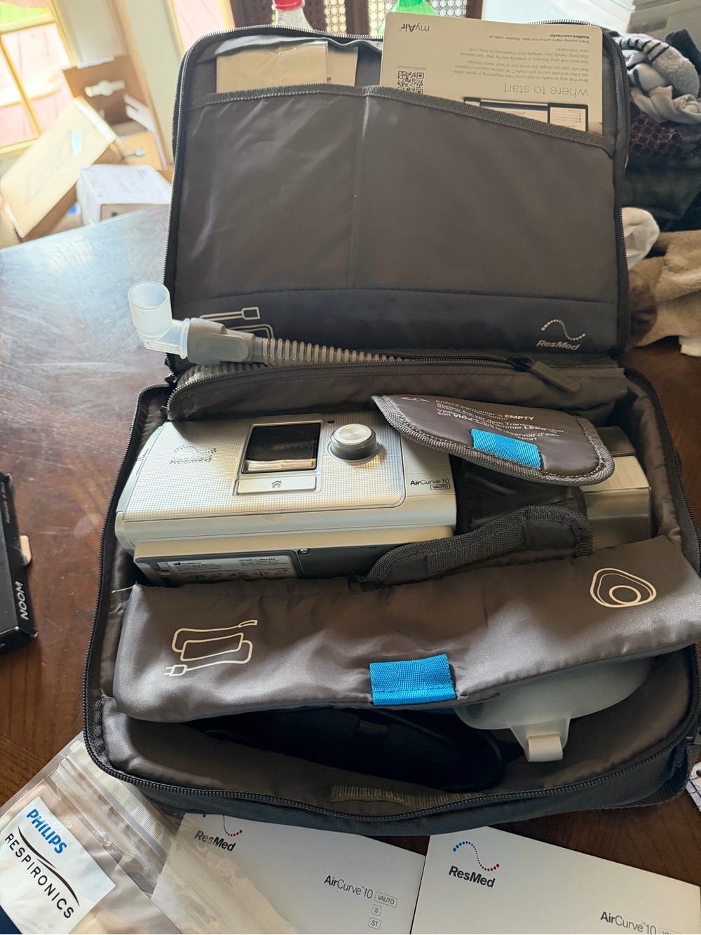ResMed Silver CPAP Machine with Gray Travel Case and Accessories